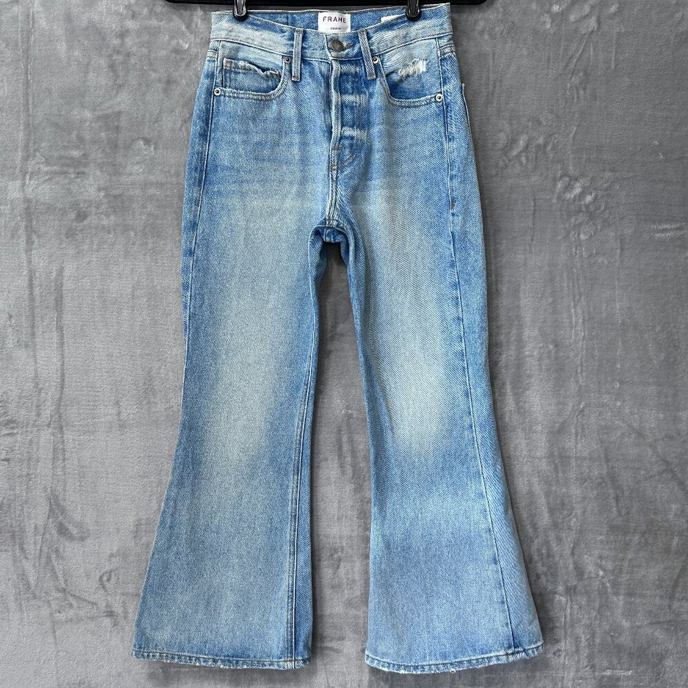 Frame Light Blue Cropped Flare Jeans 23